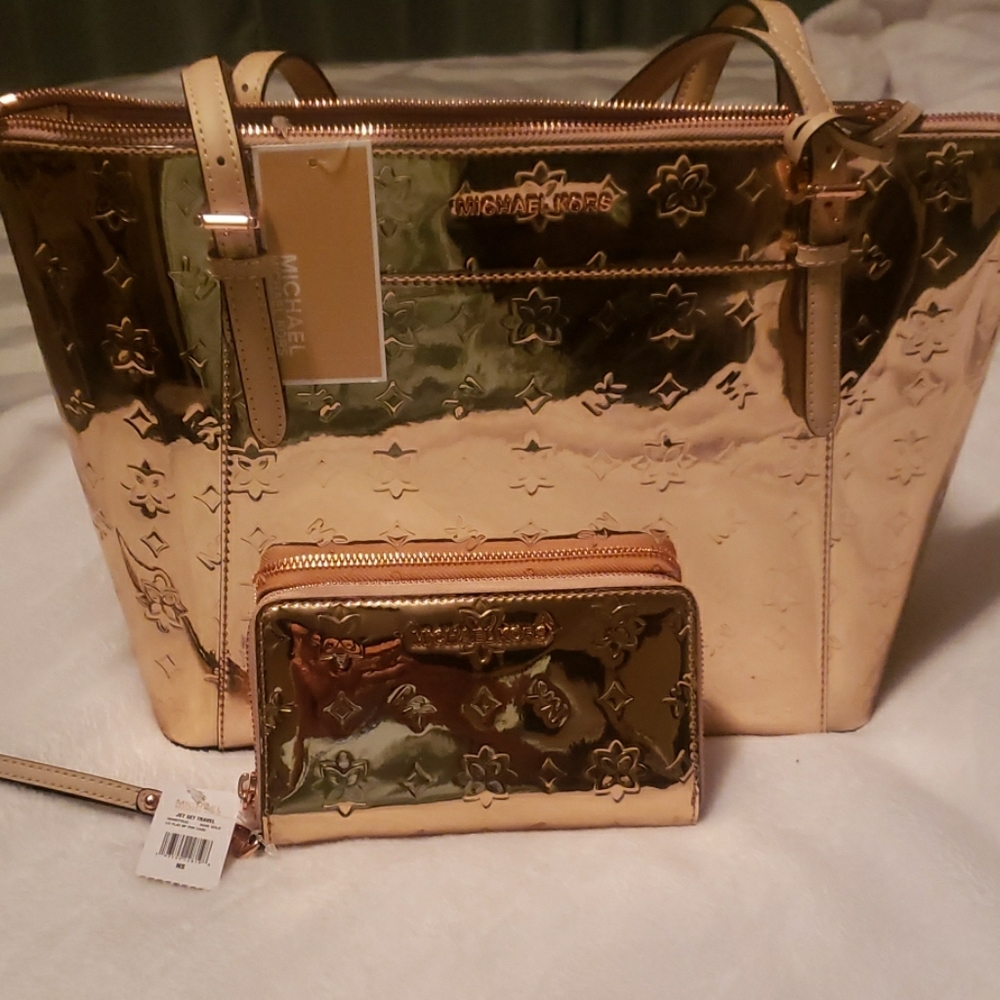 💥Michael Kors Large Ciara Bag & Wallet Rose Gold